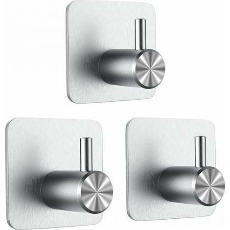 3M Klebehaken, 3er-Pack Badezimmer-Wandhaken, Handtuchhalter ohne Bohren, Edelstahl-Küchenaufhänger, Silber