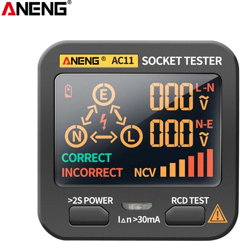 Testeur prise électrique avec écran LCD, détecteur de fuite et polarité, vérification fil terre, neutre et phase, électroscope multifonction RCD NCV, testeur circuit polarité, adaptateur prise UE.