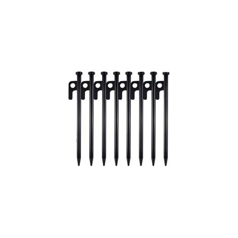 Piquets de Tente Robustes, 8 Pièces 20cm Piquet de Camping, Sardines Camping avec Crochet Et Trou, Piquet de Fixation pour Tente, Noir Piquets D'auvent, Piquets de Tente en Acier Forgé (1/5)