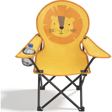SUNULA Lot de 2 Chaises Enfant Pliables – Motif Lion Jaune – Intérieur/Extérieur, Jardin, Camping, Plage (1/5)