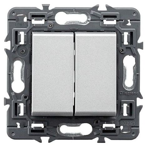 Interrupteur double VALENA NEXT 1P 10A aluminium LEGRAND 741344