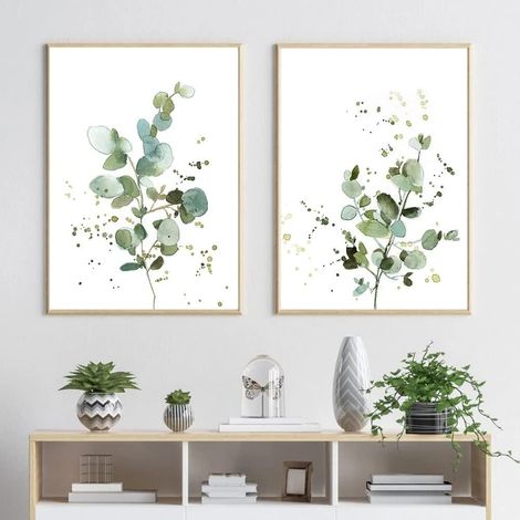 CCYKXALot de 2 posters muraux, tableaux muraux modernes, motifs de feuilles abstraits, chambre à coucher, impressions sur toile, sans cadre, 40 x 50 cm (1/5)