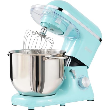 Robot Pâtissier 1400W, Bol 7,5L en Acier Inoxydable, 6 Vitesses, Tête Inclinable, Accessoires Inclus (Fouet, Crochet, Batteur), pour Pâtisserie et Boulangerie (Bleu) (1/5)