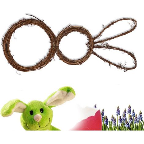 Guirlande lapin DIY pliable en osier pour Pâques, petit modèle (1 couronne en sachet) (1/5)
