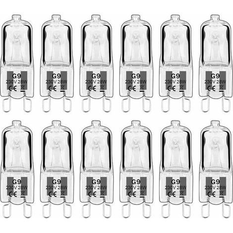 12 pièces G9 Lampes halogènes , ampoules G9 230V 28W 480lm, 2800K blanc chaud, ampoules à capsule dimmable, sans scintillement [Classe énergétique G] (1/5)