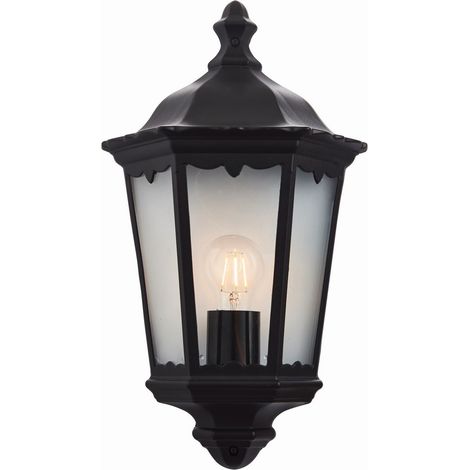 Endon Burford - Lanterne murale extérieure à 1 lumière, peinture noire mate, verre IP44, E27 (1/5)