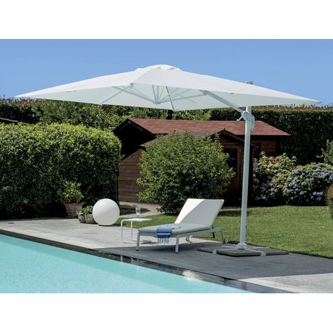 Sonnenschirm 300x400 cm aus Aluminium mit weißem Seitenstiel, weißes Segeltuch. MALIGI HOME MG-RAYA Weiß (1/5)