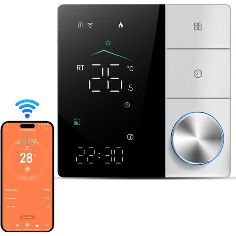 Thermostat Wi-Fi pour climatisation avec contrôle par application d'apprentissage intelligent IA, thermostat programmable (1/4)