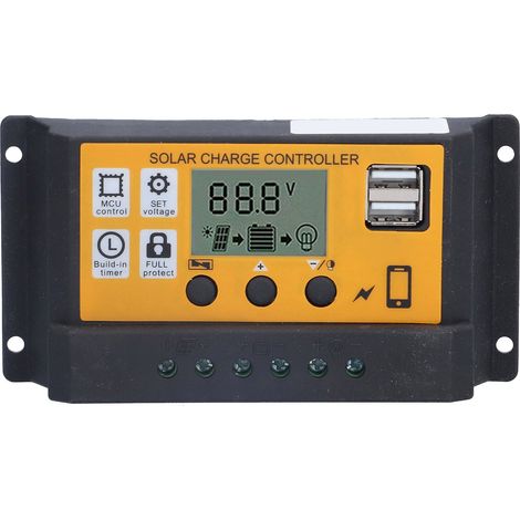 Régulateur de charge solaire intelligent 20A 12V 24V avec écran LCD pour panneau photovoltaïque et batterie (1/5)
