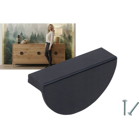 Tirador de mueble negro FUN AKS 64/75 negro mate cepillado semicircular (1/5)