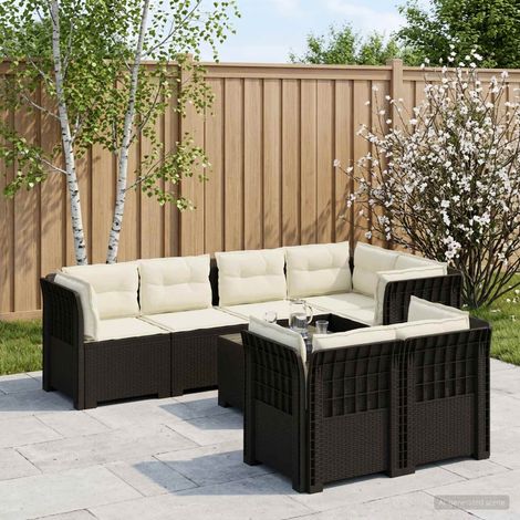 vidaXL Canapé de Jardin 7 Places avec Coussins Look Rattan PP (1/5)