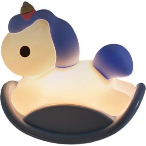Filiyano-Veilleuse arc-en-ciel Trojan Licorne Cheval à bascule en silicone bleu (1/5)