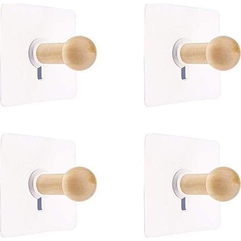 Wall Hooks Natural Mini Self-Adhesive Hook Wooden Coat Hook for Bathrobe Hat Clothes Wall Rack Hook Hanger Towel Rack Bedroom Decoration Wood Multipurpose Hook 4 (1/5)