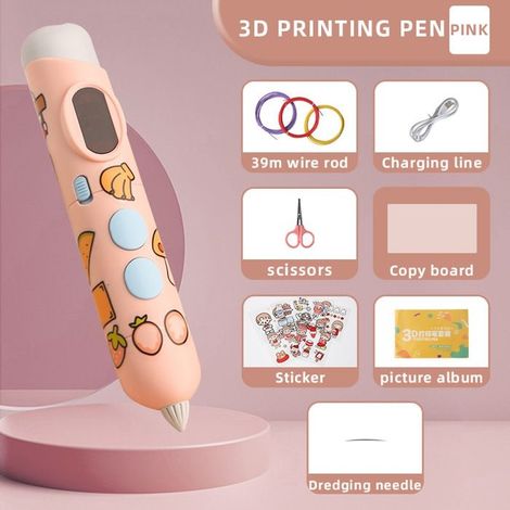 Stylo 3D pour enfants, bricolage, impression, peinture, dessin animé, art créatif, cadeau d'anniversaire, jouets pour enfants, rose (1/5)