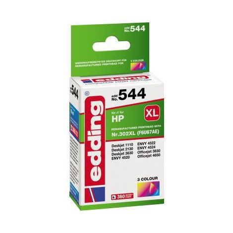Tintenpatrone kein Originalzubehör Kompatibel mit: HP 302XL EDD-544 ca. 360 Seiten mehrfarbig 16ml (1/3)