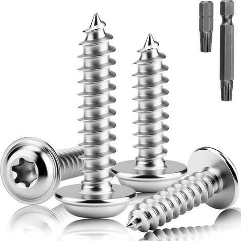 110 pièces Vis Autoforeuse Metal M4 x 20 mm Vis Bois Inox A2 V2A Screw Tete Plate Entièrement Filetées avec Pointe pour Tournevis Ronde pour L'assemblage de Meubles Bricolage (1/5)