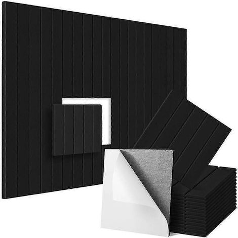 Lot de 12 panneaux en mousse insonorisante 12 x 12 x 0,4 pouces, panneaux muraux acoustiques auto-adhésifs, pour l'isolation acoustique. (1/5)