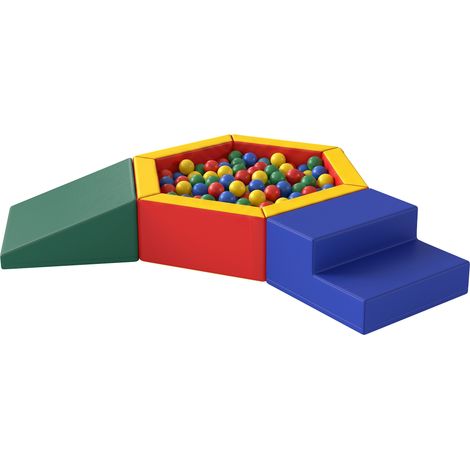Parcours motricité bébé en mousse EPE avec piscine à balles, module motricité bébé avec housse en PU, multicolore (1/5)