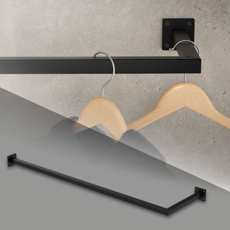 ML-Design Perchero de Pared 110 x 30 cm Negro de Acero Inoxidable en Forma de L para Vestidor Barra de Almacenamiento de Esquina Perchero para Ropa o Utensilios de Cocina Incl. Material de Fijación (1/5)
