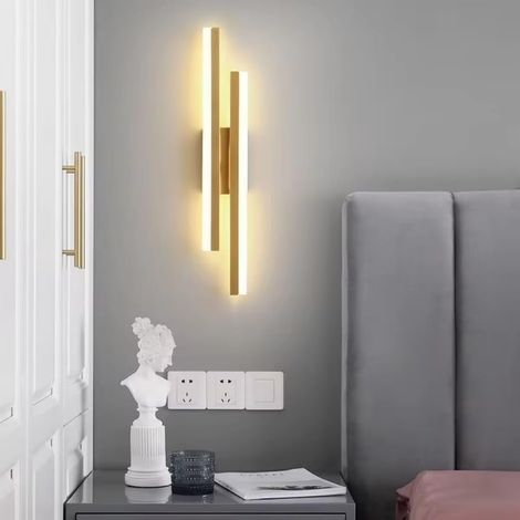 Applique Murale Intérieure LED 16W, 1800LM Créative Longue Parallèle Lampe Murale Moderne 3000K Lumière Chaude, Acrylique Luminaire Mural Interieur pour Salon, Chambre, Escalier, Couloir (Or) (1/5)