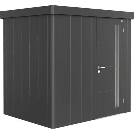 Casetta per attrezzi Neo 1B porta standard, grigio metallizzato