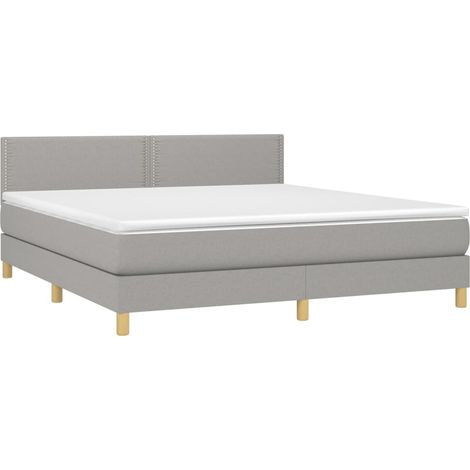 vidaXL Letto a Molle Materasso e LED Grigio Chiaro 180x200 cm Tessuto (1/5)