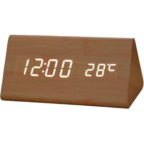 Digital Desk Clock with Alarm, LED Display, Thermometer, USB and Battery Powered (1/3)