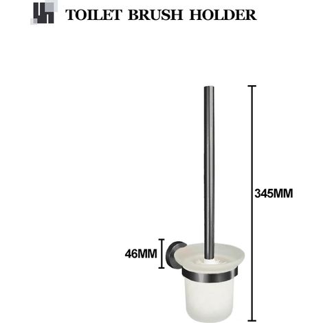(Porte-brosse WC) Ensemble d'accessoires de salle de bain gris en acier inoxydable, barre murale ronde, porte-papier toilette, crochet pour peignoir et serviette. (1/5)