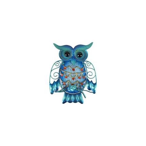 Sculpture murale métal hibou en verre, décoration extérieure terrasse –