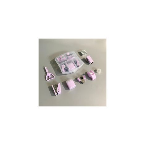 8pcs Set de papeterie portable mini pour bureau et études, comprend perforateur, agrafeuse, distributeur de ruban adhésif, porte-stylo, ciseaux, 500pcs agrafes 10, fournitures de bureau mini (1/4)
