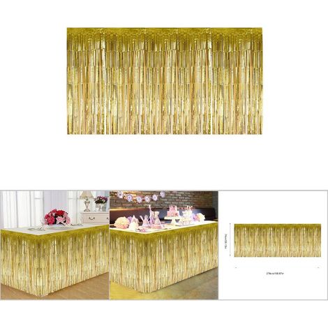 Tischröcke mit dekorativen Fransen für Hochzeiten, Jubiläen und andere Anlässe (Gold) (1/5)