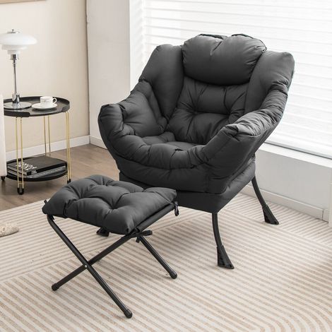 Lazy Chair with Ottoman Modern Leisure Reading Chair Lounge Chair with Pillow (1/5)