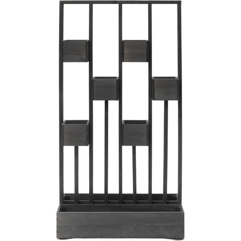 Mur de plantes en bois de pin FSC 90x45x170 cm – 6 petites jardinières – Pare-vue et délimitation de terrain – Design moderne gris – Westmann (1/5)