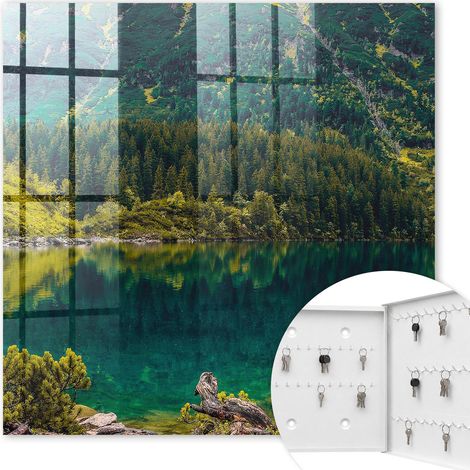 Armoire à clés - (30 cm x 30 cm) - Boîte à clés murale - Coffret de rangement pour clés - Couleur blanche - Ouverture vers la droite - Pour maison et bureau - idylle montagnarde