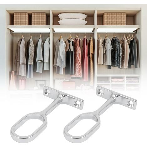 Support Tringle Penderie,Support pour Barre Penderie Ovale, Support Barre Penderie, Support de Tige de Bride, pour Armoire Penderie Vetement, 2 Pcs (1/5)