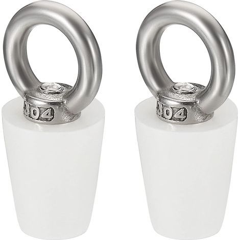 Bouchon Conique Bouchon en Caoutchouc de Silicone 11.5mm à 15.5mm Bouchon de Baignoire Solide avec Anneau pour Tubes à Essai, Conduite d'Eau, Trou de Drainage, Blanc 2 Pièces (1/5)