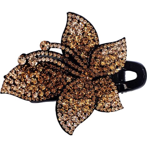 Pince à chignon femelle, clip bec de canard strass fleur cristal, épingle à cheveux élégante pour femme, accessoire cheveux, lot de 1, maintien fort. (1/5)