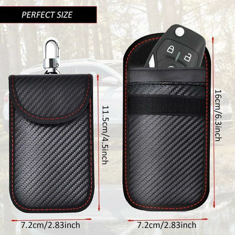 RFID-Schutzhülle für Autoschlüssel, Faraday-Signalblockierende Tasche, 2er-Pack RFID-Signalblockierende Taschen für Autoschlüssel, Schutzhülle aus Kohlefaser (1/5)