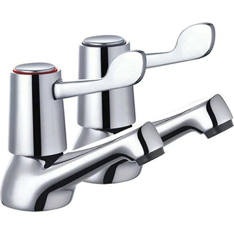 Robinet de salle de bain à levier - Ensemble robinet de lavabo 1/2 pouce avec poignée en métal chromé poli (1/4)