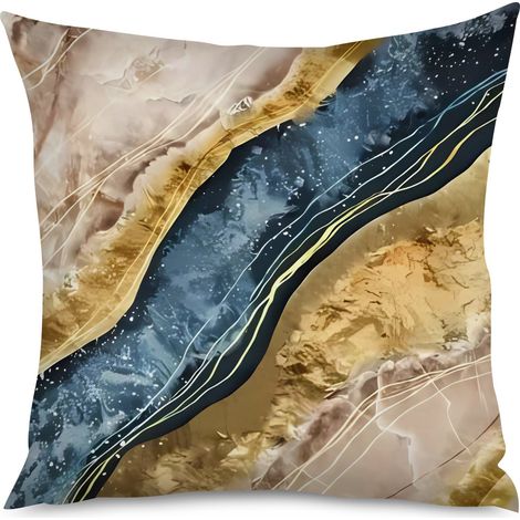 Housse de Coussin Effet Marbre Noir Blanc (1/5)