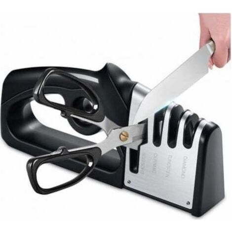 4 in 1 Kitchen Knife and Scissor Sharpener, Professional Knife Sharpener, Knife Sharpener with Non-Slip Eraser for Stainless Steel and Ceramic Knives (1/3)