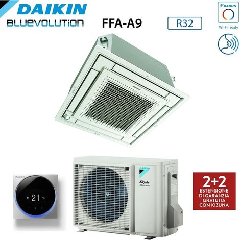 Daikin Vollflach-Kassetten-Klimagerät 21000 BTU FFA60A9 + RZAG60A R-32 Wi-Fi Optional mit Drahtsteuerung und Grill enthalten Madoka Silber BRC1H52S,Italien 2+2