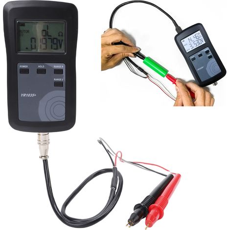 Comprobador digital de baterías de 4 hilos con medición de resistencia interna para baterías de iones de litio, níquel-metal hidruro y níquel-cadmio: analizador de voltaje y resistencia para baterías  (1/5)