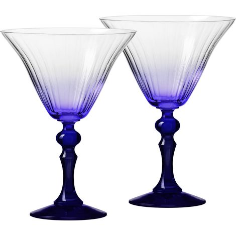 Verres à Martini 2 x 170 ml, Pied Bleu Cobalt, Collection Bubble (1/5)