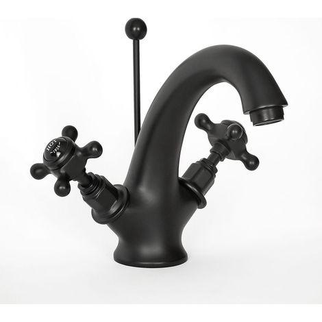Milano Elizabeth Mono Basin Mixer Tap - Black (Crosshead Handles)