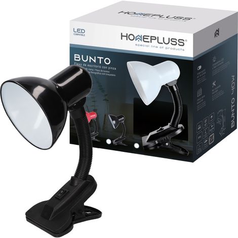 Flexo de escritorio con pinza Bunto E27 Negro (1/4)