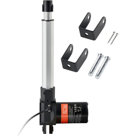 Mophorn Actuador Lineal de 12V, Actuador de Movimiento Lineal de Alta Resistencia 200mm 6000N 5mm/s con Soporte de Montaje y Protección IP44 para Puertas Electricas, Maquinaria Industrial, Barcos, Car