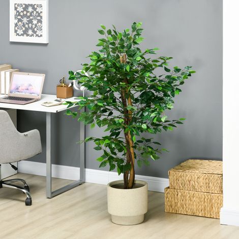 Ficus artificiel 150 cm avec pot inclus, plante d'intérieur haute et réaliste
