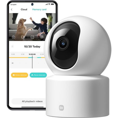 Caméra Intérieure, 2K 3MP à 360°, Caméra de Surveillance (1/5)