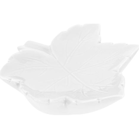 Porte-savon en céramique en forme de feuille d'érable avec bec verseur, porte-savon blanc pour salle de bain